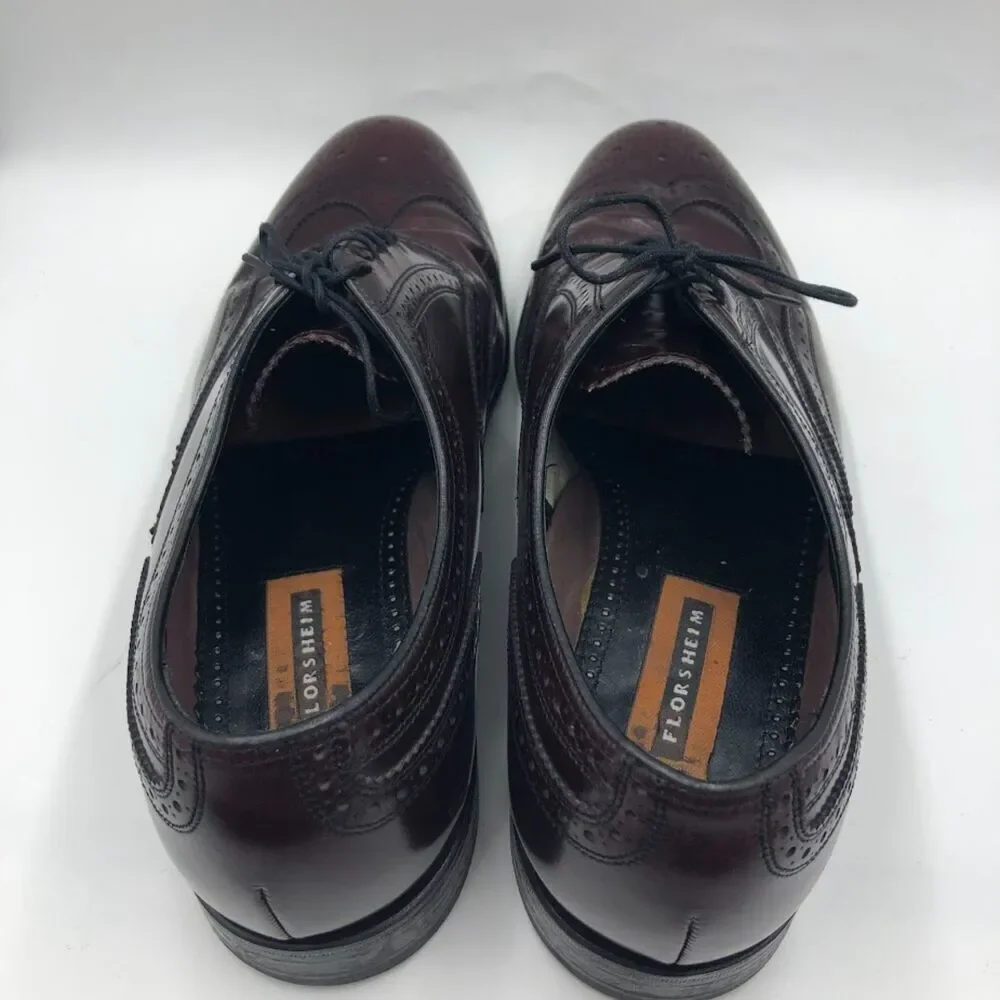 Florsheim Men’s Burgundy Leather Wingtip Oxfords Size 12D Vintage